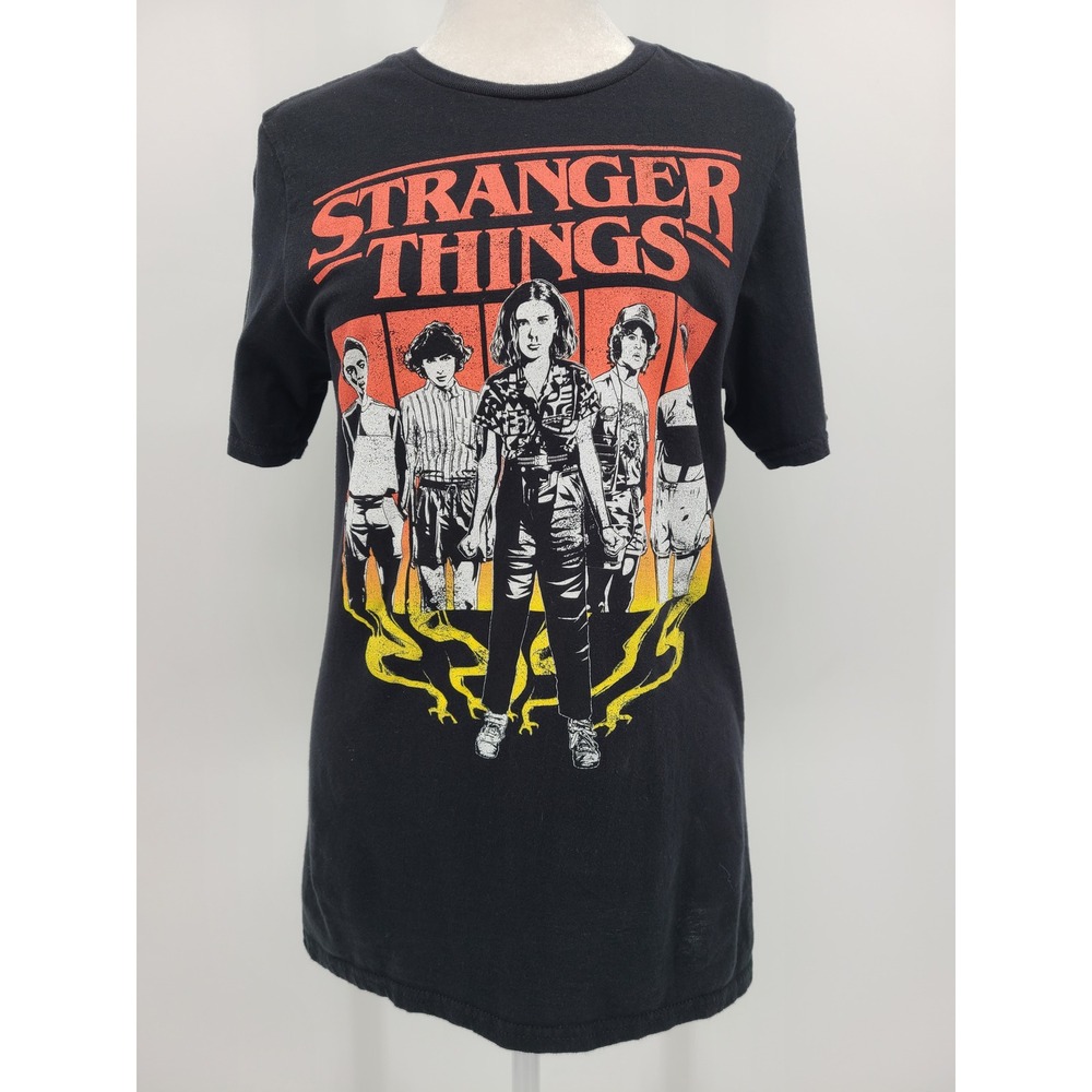 Netflix Stranger Things Graphic Tee Shirt S Women Black Cotton 80s Indie Eleven